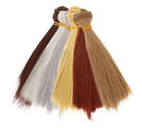 Abaodam 6 pièces Perruques pour Poupée Haute Température Set de Mèches Lisses pour Customisation DIY Décoration Poupée Fille