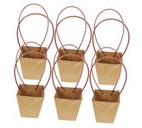 Abaodam 6 pièces Sachets Kraft Papier Étanches avec Poignées Sacs Cadeaux pour Bouquet de Fleurs Petits Paniers Floraux Portables Emballage pour Fleurs Fraîches et Séchées