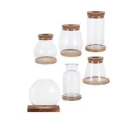 Abaodam 6 Pièces Verre Transparent Vase avec Bouchon en Liège | Station de Propagation Compacte, Forme Bol Stable et Peu Encombrante, pour Bureau et Plantes Aériennes