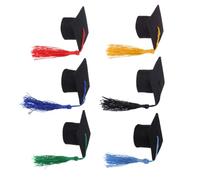 Abaodam 6pcs Décorations de Bouteilles de Vin de Noël Mini Chapeaux de Thèse avec Pompons en Tissu Non Tissé, Décoration de Table Élégante pour Fêtes de Noël et Hôtels Couleur Aléatoire