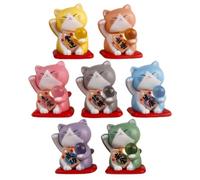 Abaodam 7 Pièces Statuette de Chat Miniature en PVC, Décorative, Style Réaliste et Mignon, pour Décor de Maison de Poupée et Jardin, Décoration de Micro-Paysage