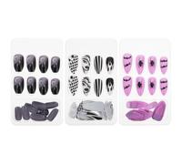 Abaodam 72 Pièces Faux Ongles Couvrants Longs en Abs pour Halloween, Manucure Mode pour Filles, Adaptés à Toutes Tailles de Doigts, pour Soirée Club ou Rendez-vous Weekend
