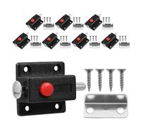 Abaodam 8 Pièces Loquet à Bouton-poussoir à Ressort, Loquet de Verrouillage de Meuble, Alliage Zinc Abs, Noir, 3,6mm, Entraxe 25mm, pour Portes de Meubles et Armoires de Salle de Bain,