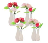 Abaodam 8 Pièces Miniature Vase Set with Lifelike Rose Motifs for Dollhouse Decoration Tiny Resin Flower Vase Models for Fairy Garden and DIY Miniature Accessories