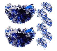 Abaodam 8 Pièces Pompons Métalliques de Cheerleading Légers et Durables avec Poignée Anneau Fleurs Pailletées Réutilisables pour Danse Football Scolaire et Spectacles