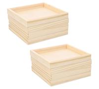Abaodam 8 Pièces Puzzle Toy Trays Bois Naturel Carrés Plateau de Rangement pour Tri Peinture et Activités Créatives