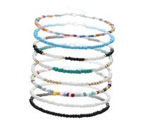 Abaodam 8pièces Bracelet Cheville Perle Femme Bijoux Chaîne de Pied Décoration Faite Main Chaîne de Cheville Ajustable pour Plage