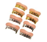 Abaodam 8Pièces Dents de Zombie Plaquées Métalliques Accessoires Halloween pour Cosplay et Fête Faux Dentier