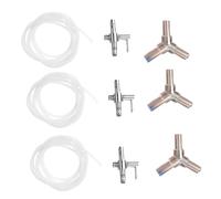Abaodam 9 pièces Kit Accessoires Distributeur Air Acier Inoxydable pour Pompe à Oxygène Aquarium Connecteurs et Tubes Flexibles pour Cuve Poissons Installation Facile et Protection