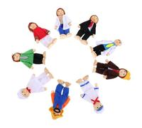 Abaodam 9 Pièces Set de Figurines Bois pour Maison de Poupée Poupées Articulées et Flexibles Jouets Éducatifs pour Tout-Petits Jeu de Rôle Familial et Développement Social