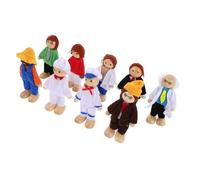 Abaodam 9 Pièces Set de Poupées Bois Articulées Figurines Miniatures Métiers Montessori Jeu Éducatif de Rôle pour Tout-Petits et Garçon Fille Jouets Imagination et Storytelling