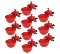 Abaodam Abreuvoir Automatique pour Volailles Pigeon Buveur Réglable en Plastique Rouge 10 Pièces Système D'abreuvement Poulailler pour Jeunes Poussins Éleveurs