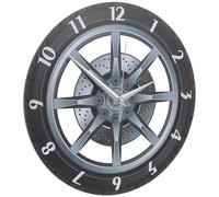 Abaodam Acrylique Horloge Murale Noir 3D Roue de Voiture Silencieuse