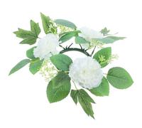Abaodam Anneau de Bougie en Fleurs Artificielles Blanches en Plastique et Soie, Décoration Suspendue Légère pour Mariage et Décoration Quotidienne