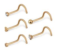 Abaodam Anneaux de Nez Simples et Élégants Forme Cœur 5pcs en Acier Inoxydable Faciles à Changer Piercings de Nez pour Femmes, Usage Quotidien et Mariages