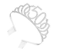 Abaodam Argentée Couronne Numérotée pour Anniversaire | Coiffe Élégante, Décoration de Gâteau, Effet Scintillant, Présent Spécial, Fête du Cinquantenaire