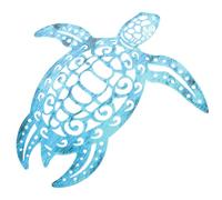 Abaodam Art Mural Tortue en Métal pour Jardin et Salon, Décoration Murale Marine Creuse en Fer Bleu, Ornement Solide et Texturé pour Extérieur et Intérieur