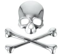 Abaodam Autocollant 3D Métal Voiture Argenté Décoration Squelette Insigne Décalcomanie pour Coffre Portes Boîtes aux Lettres Verre Métal Badge Crâne Auto