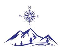 Abaodam Autocollants Voiture 2 Pcs Motif Boussole et Montagne Autocollants Latéraux PVC Résistants Bleu Clair Décorations Auto pour Plaque D’Immatriculation Adhésif Puissant et Solide