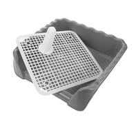 Abaodam Bac à Litière Moyen pour Chien Intérieur Gris Étoilé avec Colonne D’Attraction, Grille Anti-Pattes, Plateau de Propreté Facile à Nettoyer, pour Maison et Balcon, Plusieurs Styles