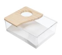 Abaodam Bac à Sable Transparent pour Hamsters Et Cochons d'Inde, Toilette Et Bain Multifonction, Accessoire Pratique pour Cage, Demi-Couvercle Inclus, Usage Intérieur