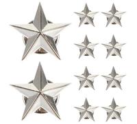Abaodam Badges Étoiles en Alliage de Zinc, Lot de 12 Pièces, Forme Étoile à Cinq Branches, Couleur Argentée, Accessoires Décoratifs pour Vêtements, Chapeaux et Fêtes