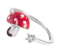 Abaodam Bague Champignon Ajustable pour Femme en Alliage Design Ouvert et Éclats Brillants, Anneau Esthétique Vie Quotidienne Vacances