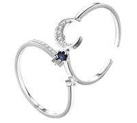 Abaodam Bague Créative 2 Pcs Bijoux Fantaisie Pour Femmes En Alliage Blanc Et Bleu, Bague Ouverte Réglable, Style Coréen, Pour Soirées Et Événements, Taille Unique Ajustable