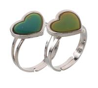 Abaodam Bague D'humeur à Changement de Couleur Température de Cœur, Lot de 2 Anneaux Ouverts Ajustables, Bijou Fantaisie pour Femmes à Porter Quotidien, Style Bohème