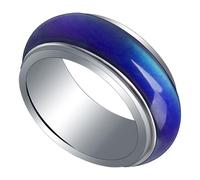 Abaodam Bague d'Humeur Thermochromique 8 MM pour Homme Anneau à Changement de Couleur Selon Température Bague Mode Unisexe Taille 21 MM 11 Accessoire Créatif et Original