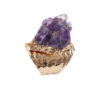 Abaodam Bague en Améthyste Naturelle Ajustable, Ouverture Réglable, Large Anneau Violet, Bijou Décoratif Femme pour Occasions Spéciales, Bague Élégante en Pierre Semi-précieuse,