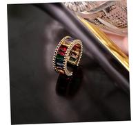 Abaodam Bague Ouverte Réglable Vintage Colorée Arc-ciel Délicat pour Femmes et Filles Anneau Ajustable pour Mariage et Cadeau