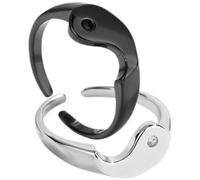 Abaodam Bagues de Couple Yin Yang Ajustables en Alliage Noir et Blanc Paire de Bagues Ouvertes Assorties pour Amoureux Bijoux Décoratifs pour Fiançailles et Présents Romantiques