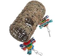 Abaodam Balançoire Oiseau en Paille Solide et Suspendu pour Perroquet, Design Rond Adorable, Économiseur D'espace, Attire L'attention, Décoration Intérieure pour Oiseaux