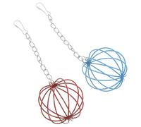 Abaodam Balle Mangeoire pour Lapins Suspendue 2 Pcs Rouge et Bleu Chaîne Boule Distributeur D’Herbe pour Petits Animaux Interactif Cage Lapin Chinchilla Cochon D’Inde