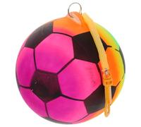 Abaodam Ballon de Football Gonflable Léger pour Garçon et Filles avec Chaîne à Ressort et Poignée, Mini-Football Coloré pour Maternelle et Jeux en Plein Air, Couleur Aléatoire