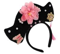 Abaodam Bandeau Chinois Vintage Style Époque Qing Rose Serrage-Tête Princesse Ancienne Large Accessoire Coiffure Traditionnel Hanfu pour Cosplay Fêtes et Événements Culturels