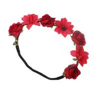 Abaodam Bandeau Fleuri Rouge en Tissu Confortable pour Cheveux, Couronne de Fleurs Délicate et Élégante, pour Festivals et Usage Quotidien