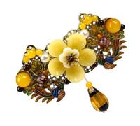 Abaodam Barrette à Cheveux Vintage pour Queue de Cheval Printanière en Alliage Jaune, Clip Confortable et Portable, Accessoire Élégant pour Mariages et Anniversaires