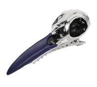 Abaodam Barrette Cheveux Halloween en Alliage Argenté Crâne de Corbeau Gothique, Accessoire Chic pour Fête ou Streetwear, Décoration et Embellissement Capillaire