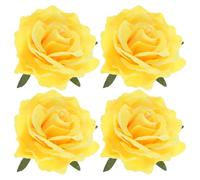 Abaodam Barrette Rose en Tissu Jaune 4pcs, Accessoire Élégant pour Cheveux, Ceinture ou Paquet, Décoration Fleur pour Fête Musicale ou Plage