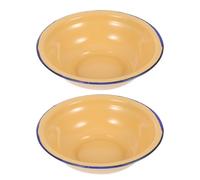Abaodam Bassine à Soupe en Émail Vintage Épaisse et Pratique, Lot de 2 Pièces, Design Simple, Maison et L'hôtel
