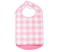 Abaodam Bavoir pour Adulte Réutilisable Imperméable Grand Format en Tissu Éponge à Salive Protection Anti-Éclaboussures pour Repas Modèle Long Rose à Carreaux