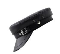 Abaodam Béret Femme en PU Noir avec Boucle en Métal, Casquette de Capitaine Respirante et Légère, Chapeau de Soleil Style Marin pour Cosplay et Navigation de Plaisance