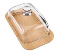 Abaodam Beurrier en Verre avec Couvercle Table, Plat à Fromage Élégant en Verre avec Couvercle, Conserve la Fraîcheur, pour Réfrigérateur et Présentation