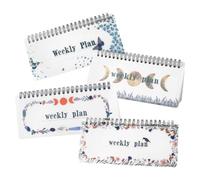 Abaodam Bloc-notes Hebdomadaire et Mensuel Non Daté 50 Pages, Lot de 4 Set de Set de Carnets à Spirale Portables, Mini Agenda Scolaire Pratique pour Organisation, Planificateur D'horaire