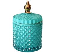 Abaodam Bocal de Rangement pour Bonbons en Verre sans Plomb Bleu, Pot Alimentaire Couvercle Étanche, Boîte de Conservation Cuisine, Stockage de Snacks et Biscuits, Décoration Maison,