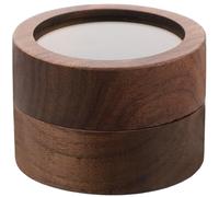 Abaodam Boîte à Alliances Ronde en Acrylique et Bois de Couleur Café, Légère et Facile à Transporter, pour Décorations Romantiques et Anniversaires