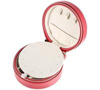 Abaodam Boîte à Bijoux Ronde Cuir PU Élégante Petite Boîte de Voyage pour Boucles Oreilles Bagues et Colliers Rangement Compact pour Femme et Fille