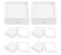 Abaodam Boîte à bijoux transparente 12pcs avec couvercle en verre, finition blanche, rangement longue durée pour pierres précieuses, coffret de présentation pour bijoux
